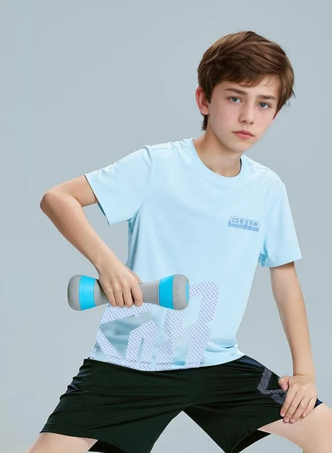 Take Two Boys Slogan Print Round Neck T-Shirt and Shorts Set